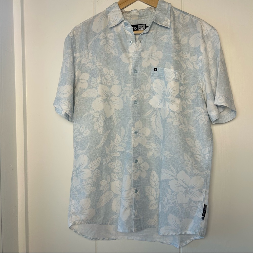 Men's Rip Curl Light Blue Floral Shirt size S
